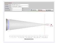 Screenshot eines Messfeldkalkulators mit Parametereingabe und Messfeldskizze.