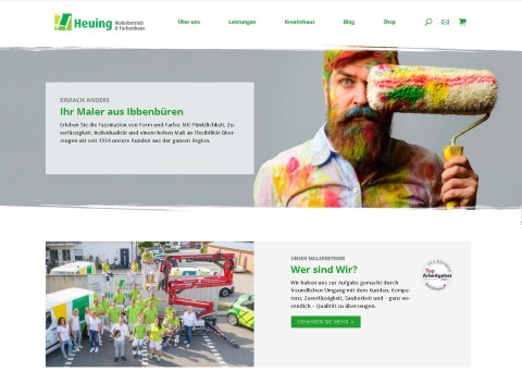 Ansicht der von Wrocklage Werbewerkstatt gestalteten Internetseite des Malerbetriebs Heuing aus Püsselbüren