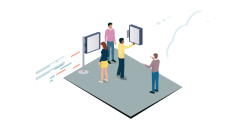 Digital Signage Cloud Lösungen für moderne Kommunikation Illustration Digital Signage mit Cloud-Integration und vernetzten Displays