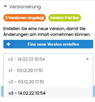 Versionierungen im IndiceCMS: So funktioniert die Versionsverwaltung im CMS der Werbewerkstatt Wrocklage Screenshot der Versionsverwaltung im CMS-System IndiceCMS, entwickelt von der Werbewerkstatt Wrocklage
