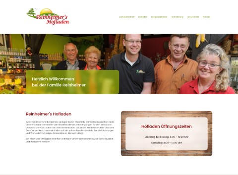 Screenshot der neuen Webseite von Reinheimers Hofladen mit modernem Design und aktueller CMS-Technik, erstellt von Wrocklage Werbewerkstatt
