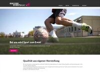 Screenshot der neugestalteten Website von Soccer Eventsport aus Recke mit Fokus auf Fußballplatzbau, Mietsysteme und Eventlösungen