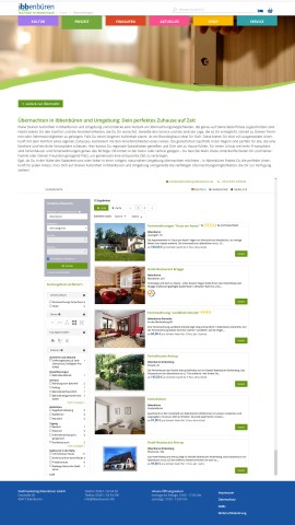 Darstellung der Übernachtungsangebote mit Buchungsoption auf dem neuen Webauftritt des Stadtmarketings Ibbenbüren