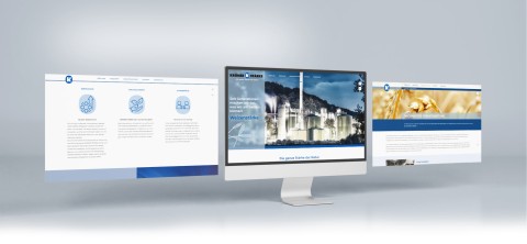 Responsive Website der Kröner Stärke mit Start- und Unterseiten im blauen Design für den konventionellen Stärkebereich, dargestellt auf Desktop und mobilen Geräten
