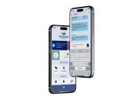 Smartphones mit geöffneter Chat- und Intranet-App der Wrocklage Werbewerkstatt, Einsatz in Eventagentur zur internen Kommunikation.