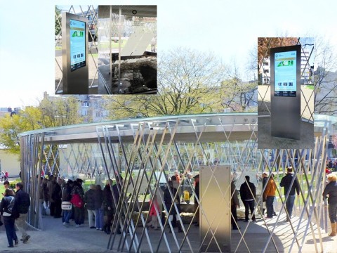 Outdoor Stele für Digital Signage in Aachen mit Infodisplay im öffentlichen Raum