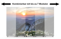 Illustration einer LED Stele mit Berglandschaftsmotiv und Text 