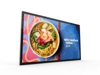 Digital Signage Display Gastronomie – Menüanzeige für Restaurants Digital Signage Display mit Food-Werbung für spicy seafood ramen in einem modernen Design