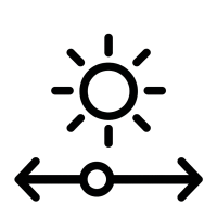 Icon für automatische Helligkeitssteuerung – Sonne mit Schieberegler für optimale Sichtbarkeit bei jeder Lichtumgebung, minimalistisches Design, transparenter Hintergrund.