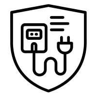 Aufgeräumtes Kabelmanagement – keine sichtbaren Kabel, alles ordentlich integriert Icon für aufgeräumtes Kabelmanagement – stilisierte Steckdose mit Kabeln, die sauber integriert sind, minimalistisches Design auf transparentem Hintergrund.