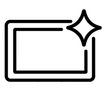 Icon für saubere Optik und professionelles Design – stilisierter Fernseher/Monitor mit Glanzeffekt, minimalistisches Vektordesign auf transparentem Hintergrund.