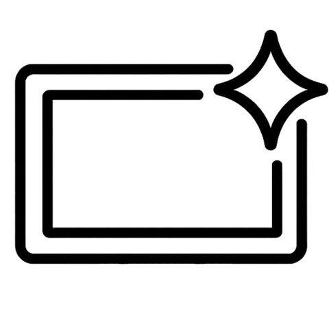Icon für saubere Optik und professionelles Design – stilisierter Fernseher/Monitor mit Glanzeffekt, minimalistisches Vektordesign auf transparentem Hintergrund.