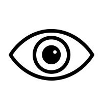 Icon Auge für Sichtbarkeit und Aufmerksamkeit Schwarzes Auge-Symbol als Icon für Sichtbarkeit oder Ansicht auf transparentem Hintergrund