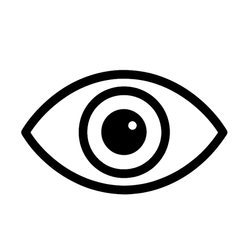 Schwarzes Auge-Symbol als Icon für Sichtbarkeit oder Ansicht auf transparentem Hintergrund