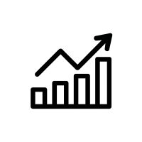 Messbare Erfolge Icon für messbare Erfolge – Balkendiagramm mit aufsteigendem Pfeil, Symbol für Wachstum und Erfolg, minimalistisches Vektordesign auf transparentem Hintergrund.