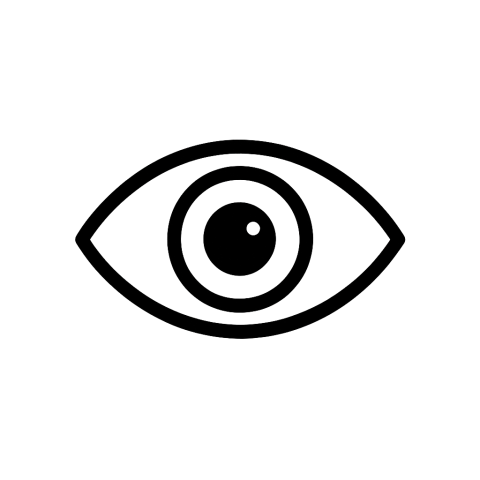 Schwarzes Auge-Symbol als Icon für Sichtbarkeit oder Ansicht auf transparentem Hintergrund