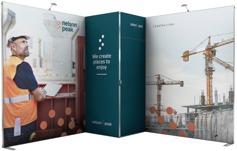 Expolinc Classic Frame Messestand 3x3 Meter – professionelles Präsentationssystem Expolinc Classic Frame Messesystem mit hochwertigem Grafikdruck und modularem Aufbau für professionelle Präsentationen