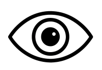 Schwarzes Auge-Symbol als Icon für Sichtbarkeit oder Ansicht auf transparentem Hintergrund