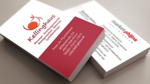 Zwei moderne Visitenkarten mit Kellinghaus-Logo, gestaltet und gedruckt von Wrocklage Werbewerkstatt in Ibbenbüren