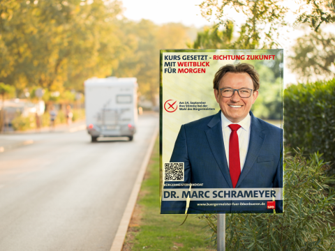 Wahlplakat Druck – hochwertige politische Außenwerbung Wahlplakat mit Kandidatenmotiv – langlebiger Plakatdruck für Wahlkampagnen SPD