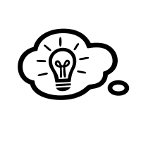 Grafisches Symbol mit Glühbirne in einer Denkblase, steht für kreative Ideen, Konzepte und Innovationskraft