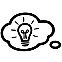 Icon einer Glühbirne in Denkblase – Symbol für Idee, Kreativität und Innovation Grafisches Symbol mit Glühbirne in einer Denkblase, steht für kreative Ideen, Konzepte und Innovationskraft