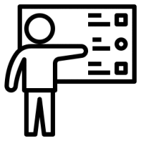 Piktogramm Lernen Entwicklung Wachstum Schwarzweißes Piktogramm mit Symbolen für Lernen, Entwicklung und Wachstum