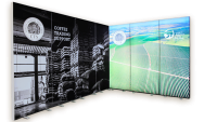 Messestand Systeme mit großflächigen Grafikrückwänden für professionelle Präsentationen Moderner Messestand mit großformatigen Rückwänden und individuellen Druckmotiven für Ausstellungen