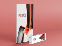 PICUP Messestand Display mit Textilrahmen in kompakter Bauweise