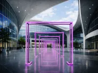 LINEUP Lichtinstallation mit mehrfachen LED Rahmen in moderner Architektur Umgebung