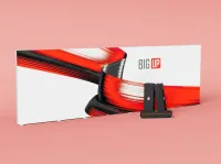 BIG UP Messestand Display mit Textilrahmen und Transportkoffer für mobilen Einsatz