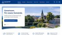 Website Mockup einer Gemeinde Website mit Bürgerservice, Rathaus Informationen und Tourismus auf Desktop Monitor