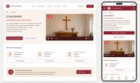 Website Mockup einer Kirchengemeinde mit Livestream für Gottesdienste auf Desktop und Smartphone