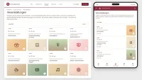 Website Mockup einer Kirchengemeinde mit Veranstaltungsübersicht und Eventkalender auf Desktop und Smartphone