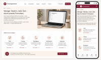 Website Mockup einer Kirchengemeinde mit digitalen Formularen für Taufe, Trauung und Beerdigung auf Desktop und Smartphone