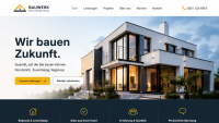 Website Mockup eines Bauunternehmens mit modernem Hausbau und Leistungen auf Desktop Monitor