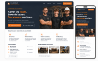 Website Mockup einer Karriereseite für Fachkräfte und Azubis im Handwerksbetrieb auf Desktop und Smartphone