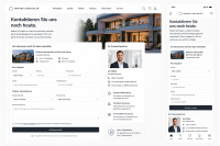 Website Mockup für Kontaktanfragen und Immobilienanfragen eines Immobilienmaklers auf Desktop und Smartphone