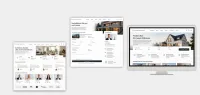 Website Mockup eines Immobilienmaklers mit Immobiliensuche, Kontaktanfrage und Kundenbewertungen