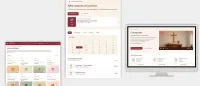 Website Mockup einer Kirchengemeinde mit Veranstaltungen, Kalender und Livestream auf verschiedenen Geräten