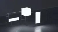 Cornect Messestand mit modularen Leuchtflächen Modularer Messestand von Cornect mit integrierten Leuchtwänden und abgehängtem Leuchtkubus