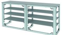 Modulares Regalsystem aus Aluminium Profilen mit integrierten Ablageflächen